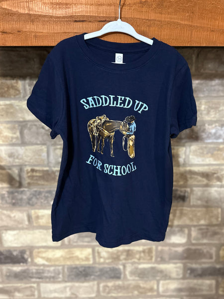 Saddled Up for School Tee-Navy