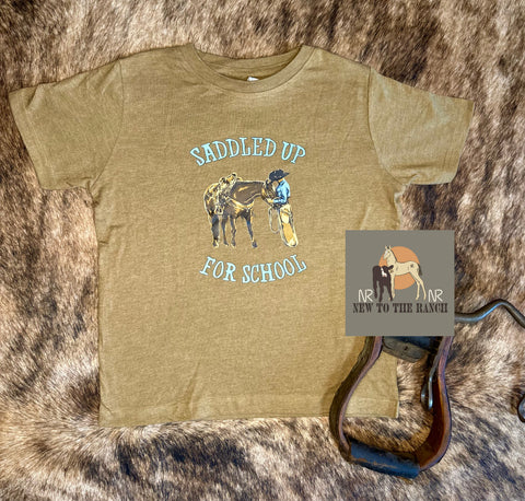 Saddled Up for School Tee- Saddle Brown