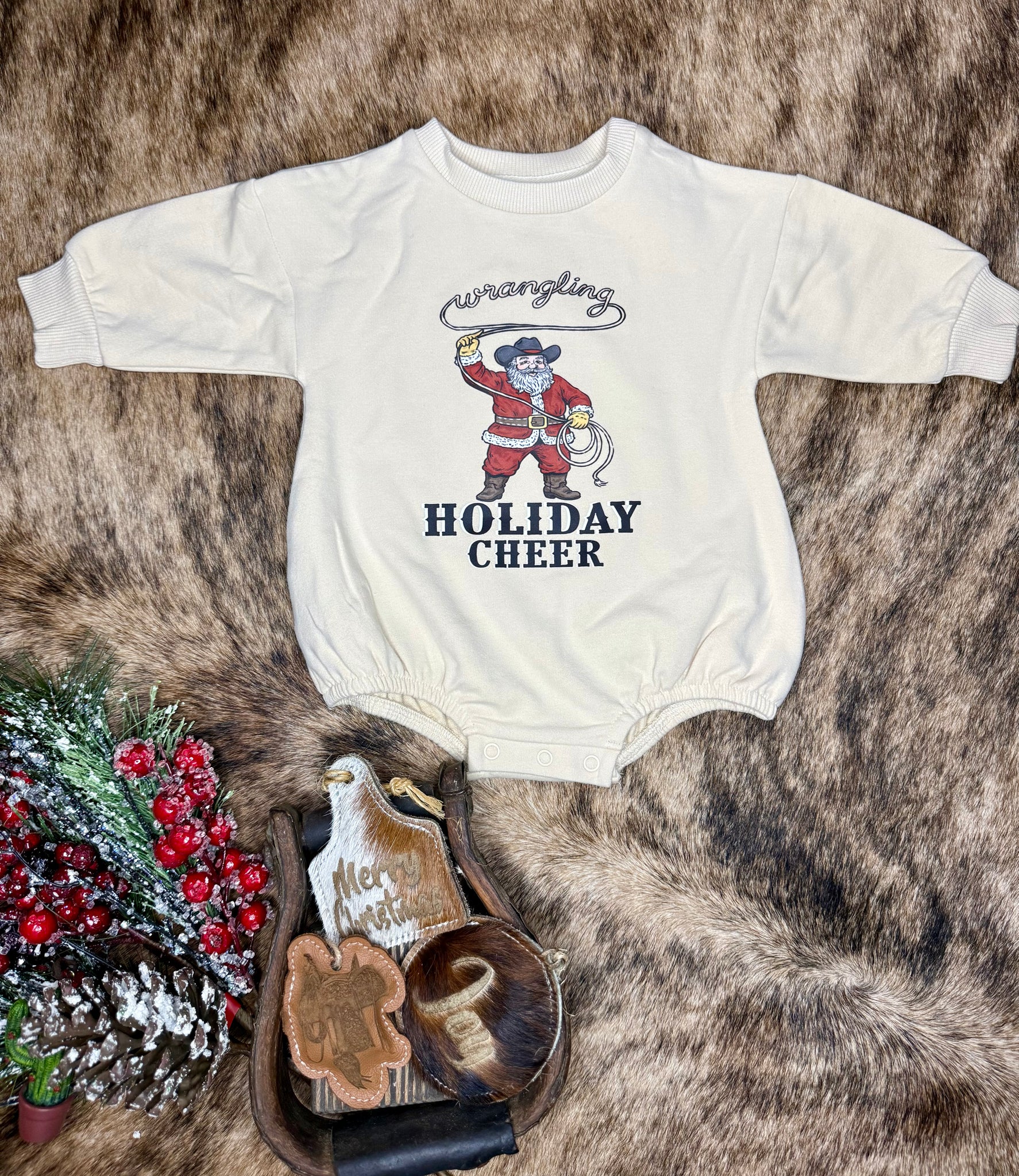 Wrangling Holiday Cheer Bubble Romper