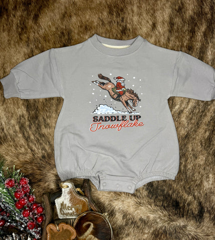 Saddle Up Snowflake Bubble Romper