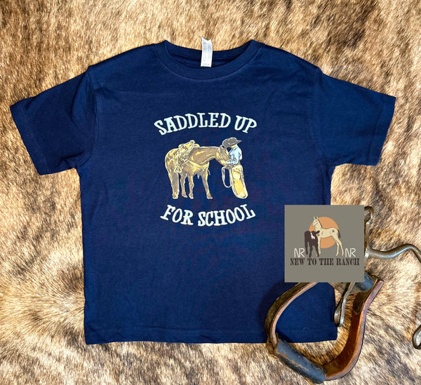 Saddled Up for School Tee-Navy