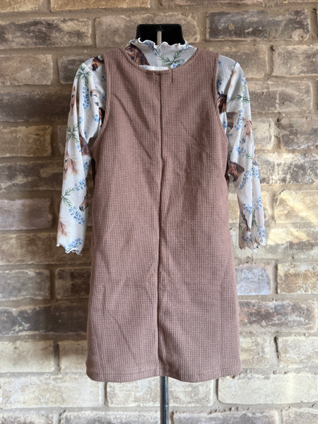Brown Waffle Overall Dress