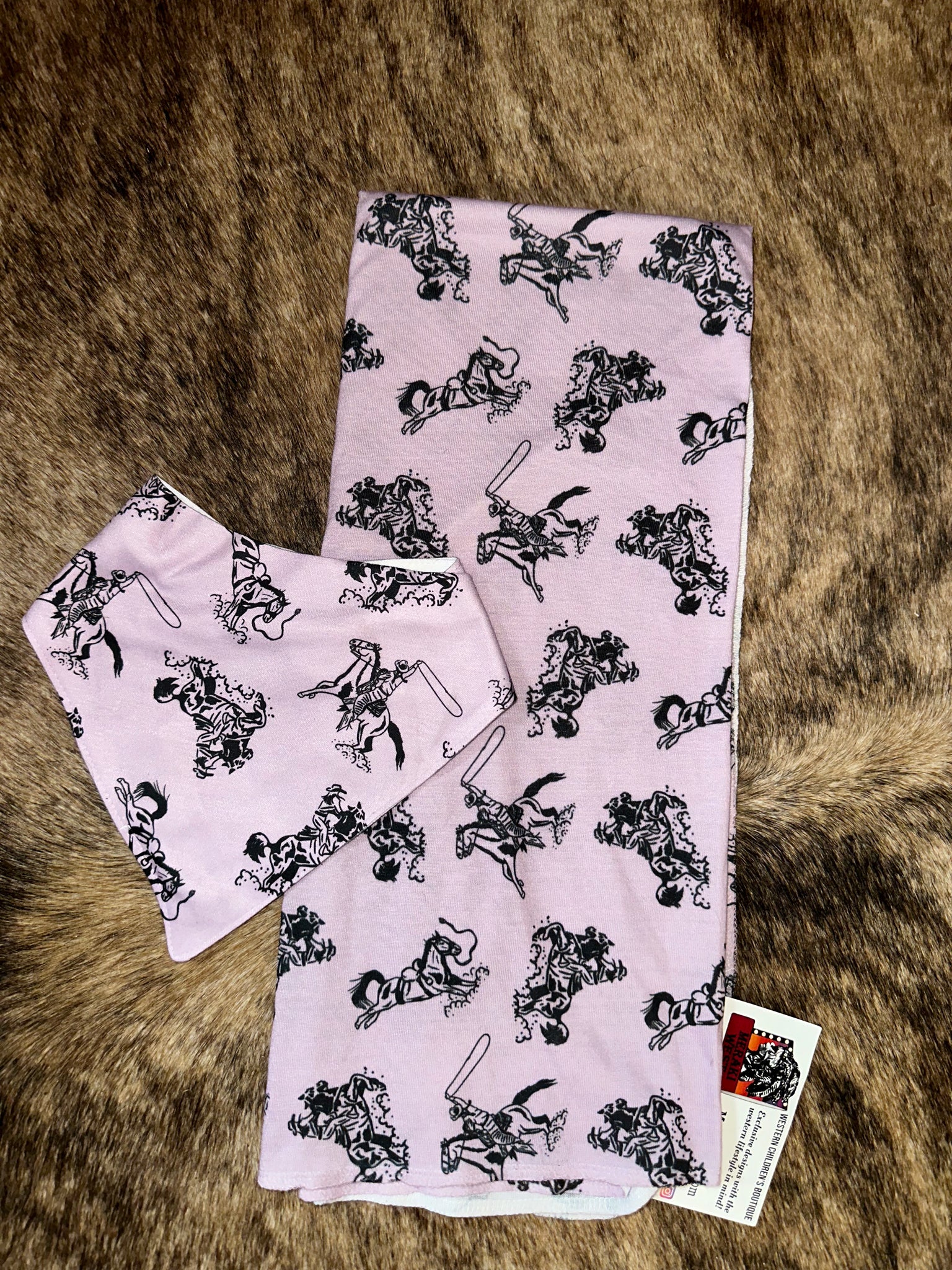 Rodeo Cowgal Swaddle & Bib Set